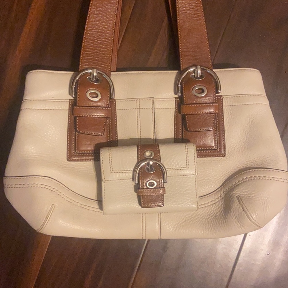 Coach cream & brown purse wallet set - Picture 2 of 16